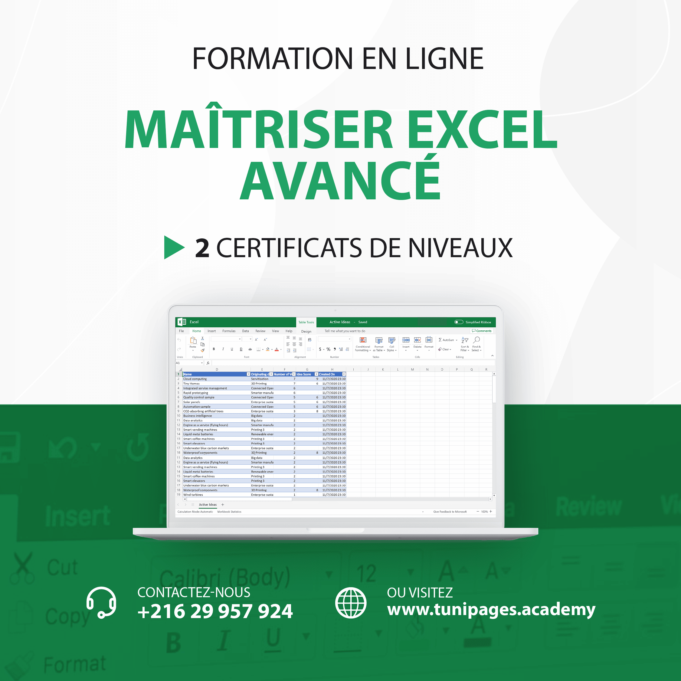 découvrez nos formations excel adaptées à tous les niveaux : débutants ou avancés. améliorez vos compétences en gestion de données, en analyses et en automatisation de tâches avec des cours pratiques et interactifs. inscrivez-vous dès aujourd'hui pour maximiser votre efficacité au travail !
