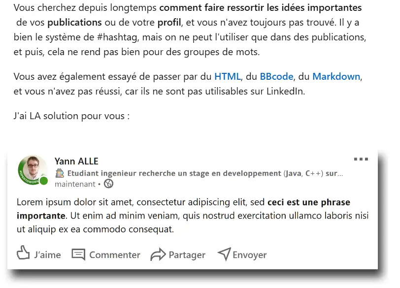 Méthodes pratiques pour afficher un texte en gras sur LinkedIn