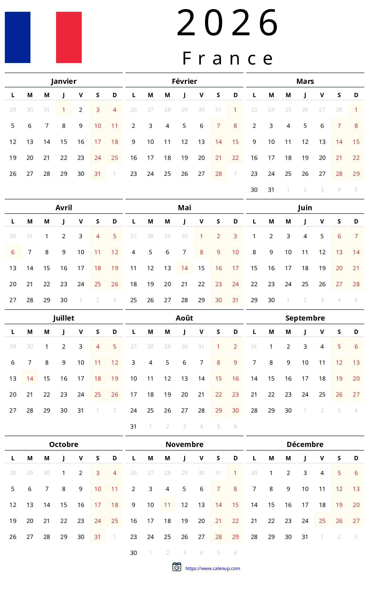 téléchargez le calendrier 2026 complet avec jours fériés, vacances scolaires et semestres, disponible en formats excel et pdf pour une organisation optimale.